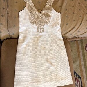 Lilly Pulitzer Cream Mini Dress with Gold Detailing
